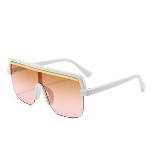 Rimless Sunglasses Square Women Men Oversize 2021 Retro Brand Design Flat Top Rectangle Eyewear UV400 Big Shades Oculos Female