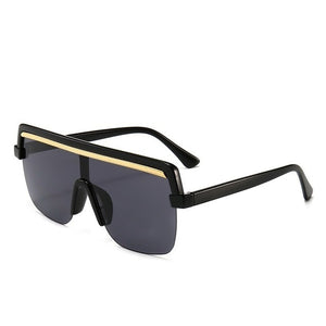 Rimless Sunglasses Square Women Men Oversize 2021 Retro Brand Design Flat Top Rectangle Eyewear UV400 Big Shades Oculos Female