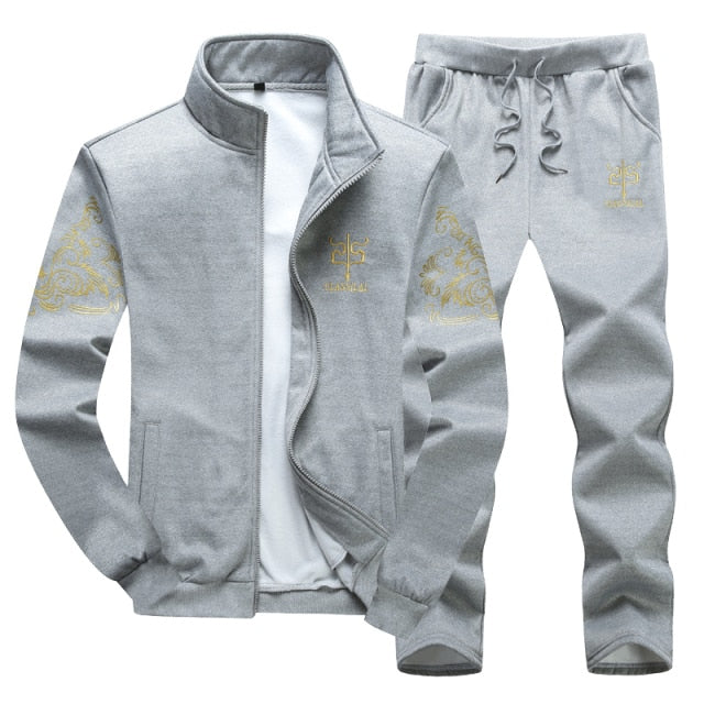 Men Set Large Size 6XL 7XL 8XL 9XL Fashion 2021 Autumn Winter Homme Suit Sweatshirt Sweatpants Men's Set Male Tracksuit Jacket