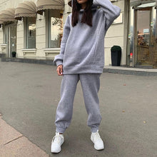 Load image into Gallery viewer, Women Elegant Solid Sets For Women Warm Hoodie Sweatshirts And Long Pant Fashion Two Piece Sets Ladies
