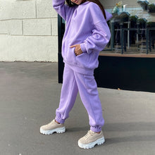 Load image into Gallery viewer, Women Elegant Solid Sets For Women Warm Hoodie Sweatshirts And Long Pant Fashion Two Piece Sets Ladies
