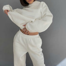 Load image into Gallery viewer, Women Elegant Solid Sets For Women Warm Hoodie Sweatshirts And Long Pant Fashion Two Piece Sets Ladies
