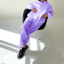 Load image into Gallery viewer, Women Elegant Solid Sets For Women Warm Hoodie Sweatshirts And Long Pant Fashion Two Piece Sets Ladies
