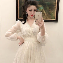 Load image into Gallery viewer, Elegant Pink Lace Dress Women 2021 Spring Elegant Party V-neck Fairy Dress Casual Office Y2k Clothing New One-Piece Dress Korean
