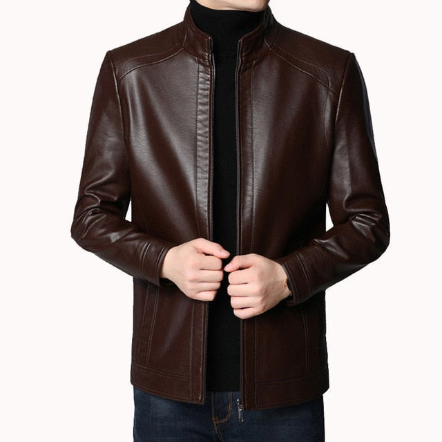 Brand Men Jacket 2020 New Spring Fall Soft Leather Jackets For Man Clothing Long Sleeves Coat Fashion Korean Style Thin Clothing