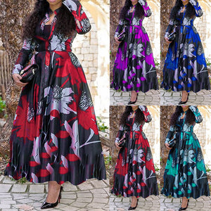 MD 2021 New African Print Dresses For Women Plus Size 3XL 4XL Long Dress Ankara Dashiki Elegant Lady Boho Robe Party Clothes