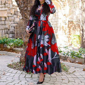 MD 2021 New African Print Dresses For Women Plus Size 3XL 4XL Long Dress Ankara Dashiki Elegant Lady Boho Robe Party Clothes