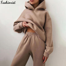 Load image into Gallery viewer, Women Elegant Solid Sets For Women Warm Hoodie Sweatshirts And Long Pant Fashion Two Piece Sets Ladies
