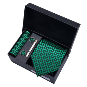 Gold Men Tie Paisley Silk Tie Pocket Square Gift Box Set Barry.Wang Luxury Designer Neck Tie For Men Male Gravat BB-5150