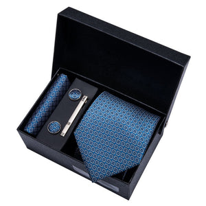 Gold Men Tie Paisley Silk Tie Pocket Square Gift Box Set Barry.Wang Luxury Designer Neck Tie For Men Male Gravat BB-5150