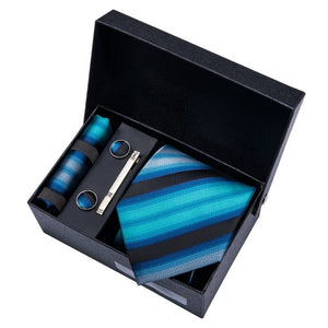 Gold Men Tie Paisley Silk Tie Pocket Square Gift Box Set Barry.Wang Luxury Designer Neck Tie For Men Male Gravat BB-5150