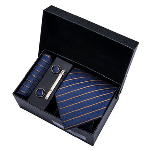 Gold Men Tie Paisley Silk Tie Pocket Square Gift Box Set Barry.Wang Luxury Designer Neck Tie For Men Male Gravat BB-5150