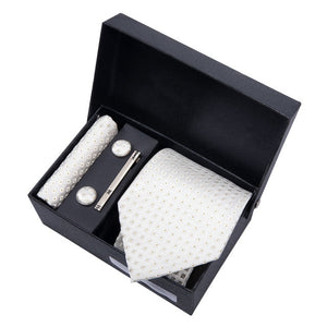 Gold Men Tie Paisley Silk Tie Pocket Square Gift Box Set Barry.Wang Luxury Designer Neck Tie For Men Male Gravat BB-5150