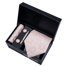 Load image into Gallery viewer, Gold Men Tie Paisley Silk Tie Pocket Square Gift Box Set Barry.Wang Luxury Designer Neck Tie For Men Male Gravat BB-5150
