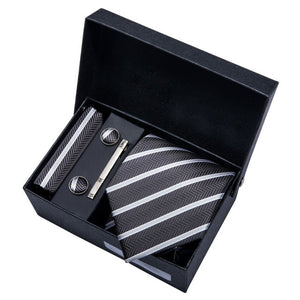Gold Men Tie Paisley Silk Tie Pocket Square Gift Box Set Barry.Wang Luxury Designer Neck Tie For Men Male Gravat BB-5150