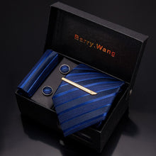 Load image into Gallery viewer, Gold Men Tie Paisley Silk Tie Pocket Square Gift Box Set Barry.Wang Luxury Designer Neck Tie For Men Male Gravat BB-5150
