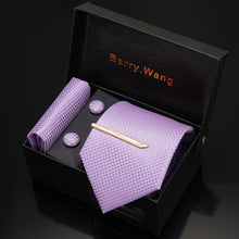 Load image into Gallery viewer, Gold Men Tie Paisley Silk Tie Pocket Square Gift Box Set Barry.Wang Luxury Designer Neck Tie For Men Male Gravat BB-5150
