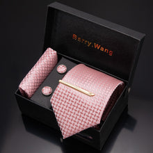 Load image into Gallery viewer, Gold Men Tie Paisley Silk Tie Pocket Square Gift Box Set Barry.Wang Luxury Designer Neck Tie For Men Male Gravat BB-5150
