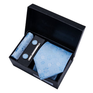 Gold Men Tie Paisley Silk Tie Pocket Square Gift Box Set Barry.Wang Luxury Designer Neck Tie For Men Male Gravat BB-5150