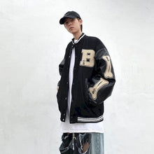 Load image into Gallery viewer, High street men&#39;s jacket spring autumn national fashion hip-hop woolen vintage baseball jacket men&#39;s loose street coat unisex

