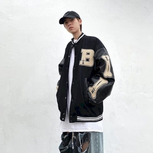 High street men's jacket spring autumn national fashion hip-hop woolen vintage baseball jacket men's loose street coat unisex