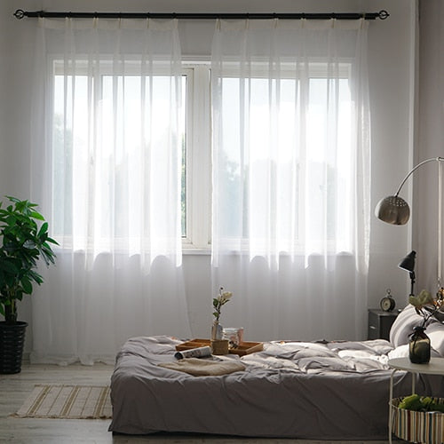 LISM White Curtain Window Tulle For Living Room Bedroom The Kitchen Finished Window treatment Decorations Panel