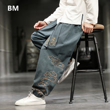 Load image into Gallery viewer, Chinese Style Retro Auspicious Clouds Print Pants Men Clothing Autumn Fashion Clothes Loose Casual Pants Plus Size Harem Pants
