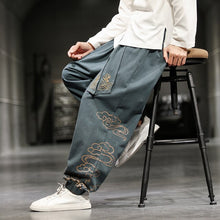 Load image into Gallery viewer, Chinese Style Retro Auspicious Clouds Print Pants Men Clothing Autumn Fashion Clothes Loose Casual Pants Plus Size Harem Pants
