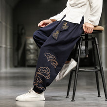 Load image into Gallery viewer, Chinese Style Retro Auspicious Clouds Print Pants Men Clothing Autumn Fashion Clothes Loose Casual Pants Plus Size Harem Pants
