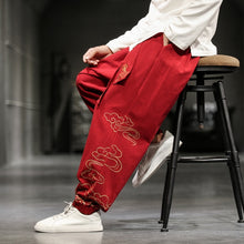Load image into Gallery viewer, Chinese Style Retro Auspicious Clouds Print Pants Men Clothing Autumn Fashion Clothes Loose Casual Pants Plus Size Harem Pants
