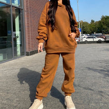 Load image into Gallery viewer, Women Elegant Solid Sets For Women Warm Hoodie Sweatshirts And Long Pant Fashion Two Piece Sets Ladies
