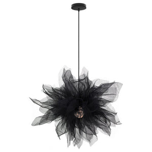 Modern Fluffy Pendant Light Elegant Mesh Lampshade Droplight Lighting Bedroom Study Room Decoration Creative Hanging Lamp 220V