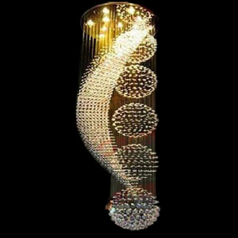 Long stair modern lamp crystal chandelier LED lights elegant design of the hotel Villa hall lighting suspension wire