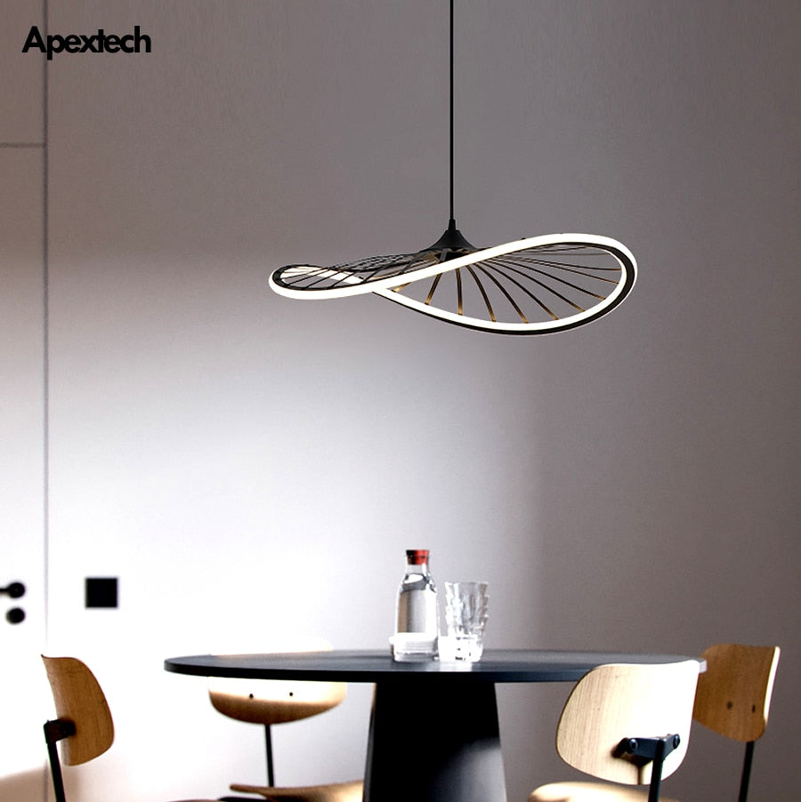Elegant Hat LED Pendant Light Nordic Indoor Deco Ceiling Hanging Light Dining Room Pendant Lamp Coffee Bar Restaurant Luminaires