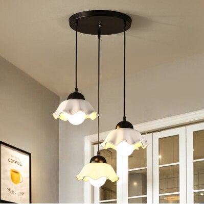 Modern classic floral pendant lights Elegant art ceramic E27 3 lamps fixtures for dinning room stair bar pavilion corridor TM001