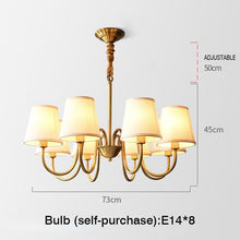 Load image into Gallery viewer, MOONSHADOW Chandelier Full Copper Living Room Lamp Simple Modern Elegant Bedroom Light Luxury Restaurant Chandelier 220V
