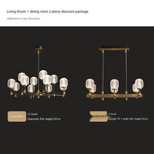 Load image into Gallery viewer, All-Copper Light Luxury Living Room Chandelier Post-Modern Simple Elegant Home Dining-Room Lamp High-End Nordic Lamps
