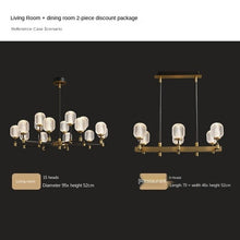 Load image into Gallery viewer, All-Copper Light Luxury Living Room Chandelier Post-Modern Simple Elegant Home Dining-Room Lamp High-End Nordic Lamps
