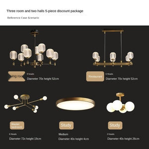 All-Copper Light Luxury Living Room Chandelier Post-Modern Simple Elegant Home Dining-Room Lamp High-End Nordic Lamps