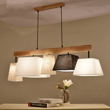 Load image into Gallery viewer, Modern Elegant Fabric Pendant Lights Lampadario Lampshades Bar Lamps Wood Kitchen Lighting Hanging Lamp For Dining Room 081
