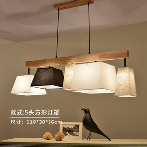 Modern Elegant Fabric Pendant Lights Lampadario Lampshades Bar Lamps Wood Kitchen Lighting Hanging Lamp For Dining Room 081