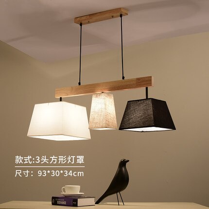 Modern Elegant Fabric Pendant Lights Lampadario Lampshades Bar Lamps Wood Kitchen Lighting Hanging Lamp For Dining Room 081