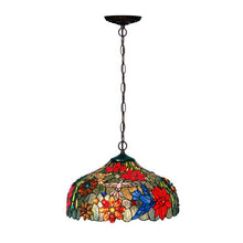 Load image into Gallery viewer, Luxury Elegant Art Deco Rural Plant Flower Stained Glass Large Bedroom Pendant Down Light Vintage Kitchen Living Room Hang Lamp
