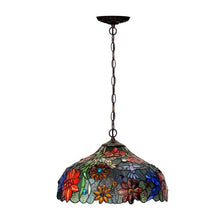 Load image into Gallery viewer, Luxury Elegant Art Deco Rural Plant Flower Stained Glass Large Bedroom Pendant Down Light Vintage Kitchen Living Room Hang Lamp
