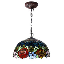 Load image into Gallery viewer, Luxury Elegant Art Deco Rural Plant Flower Stained Glass Large Bedroom Pendant Down Light Vintage Kitchen Living Room Hang Lamp
