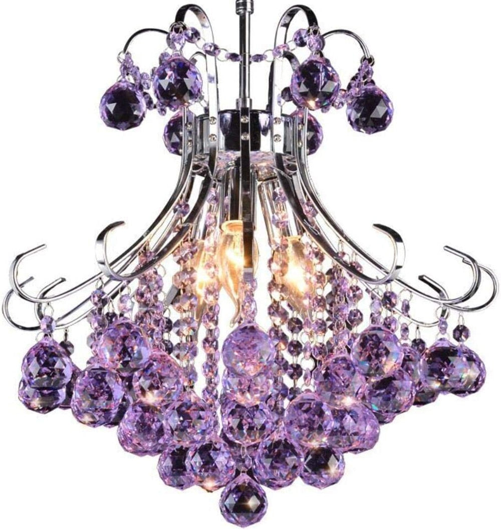 Modern Elegant K9 Crystal Glass Chandelier Lamp Entrance Chandelier Fixtures Pendant Lighting- 3 Lights E12 Bulbs Lampshade