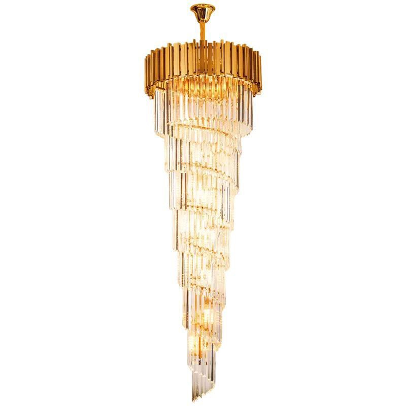 Modern Led Big Globe Gold Elegant Large Pendant Lamp Spiral Luxury K9 Crystal Staircase Chandelier Lighting For high ceilings