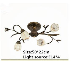 New American style simple and elegant room hall living room bedroom study room artistic flower and iron ceiling lamp