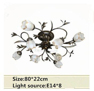 New American style simple and elegant room hall living room bedroom study room artistic flower and iron ceiling lamp