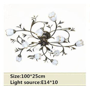 New American style simple and elegant room hall living room bedroom study room artistic flower and iron ceiling lamp